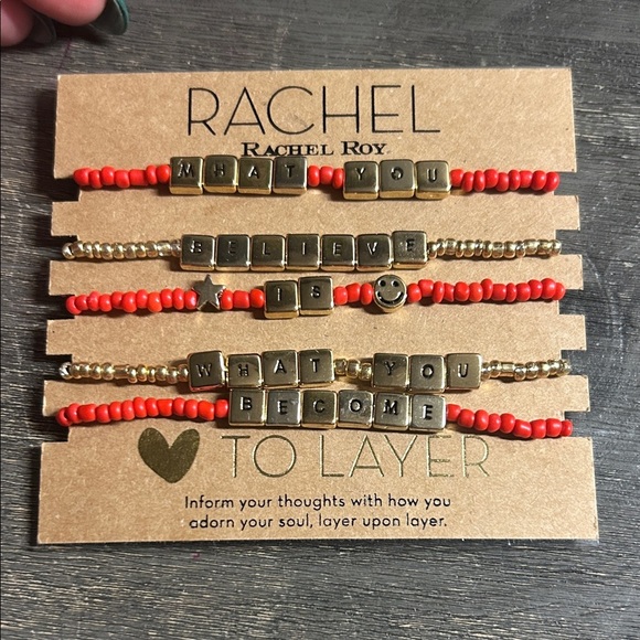 RACHEL Rachel Roy Jewelry - RACHEL‎ Rachel Roy Red and Gold Inspirational Bracelet Set